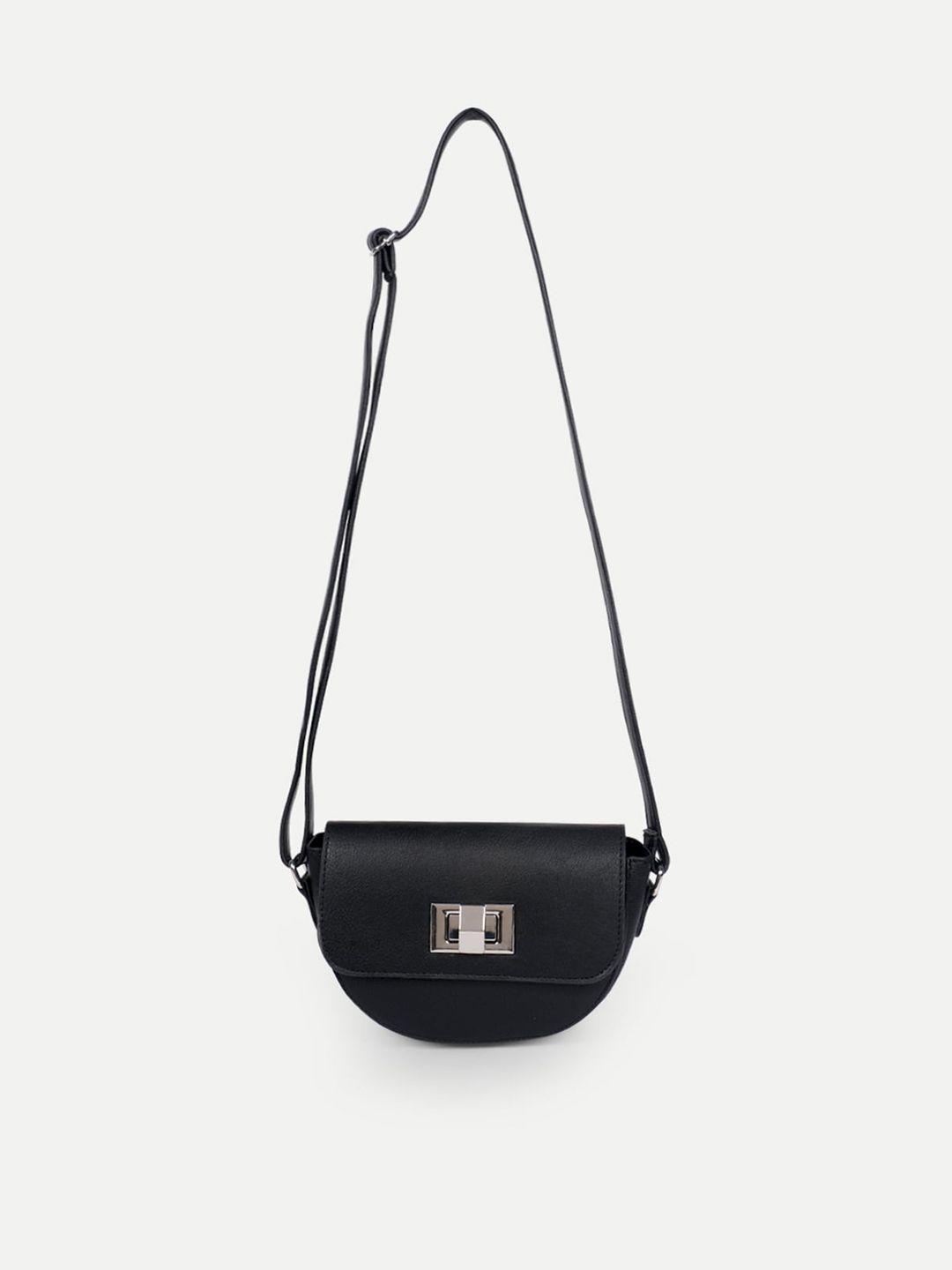 belwaba black pu structured sling bag