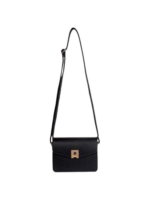 belwaba black solid small sling handbag