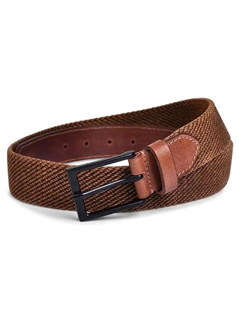 belwaba brown woven casual belt for men