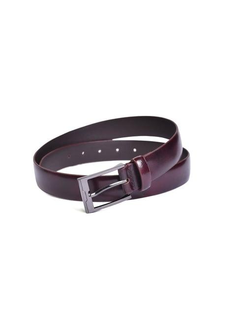 belwaba burgundy formal leather belt for men