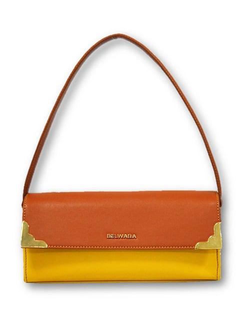 belwaba claria mustard solid medium shoulder bag