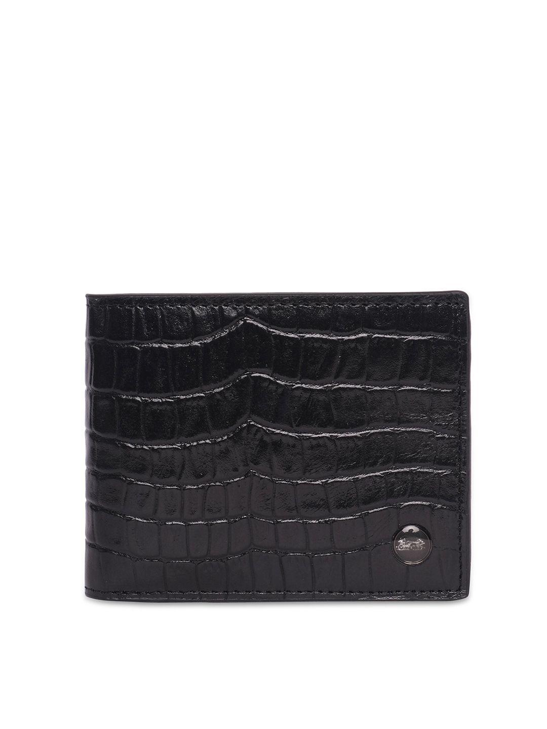 belwaba men black textured leather two fold wallet