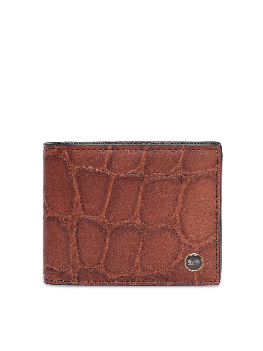 belwaba men brown geometric textured leather two fold wallet