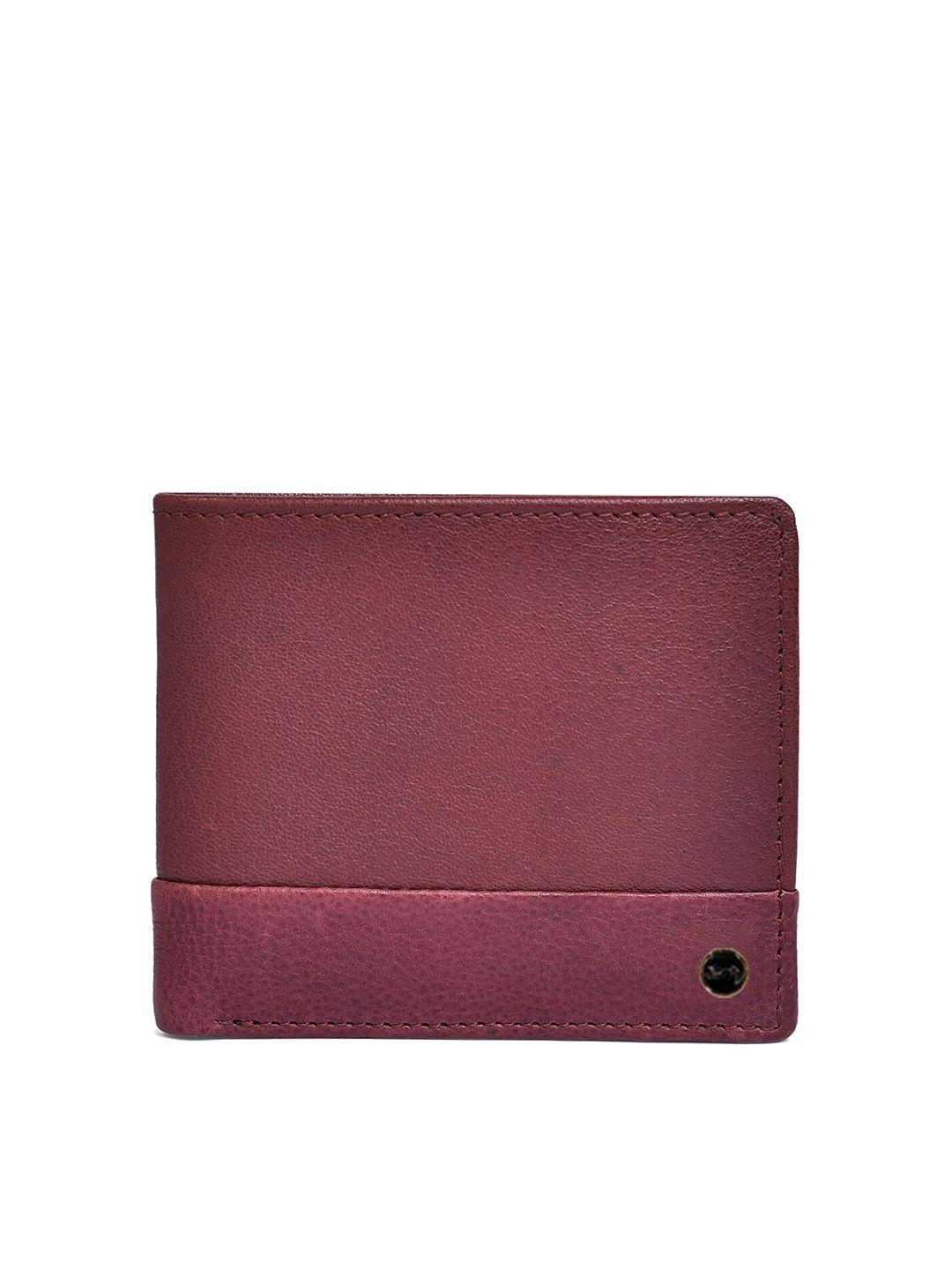 belwaba men maroon textured leather two fold wallet