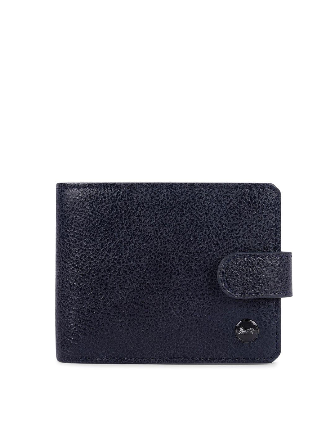 belwaba men navy blue textured leather card holder