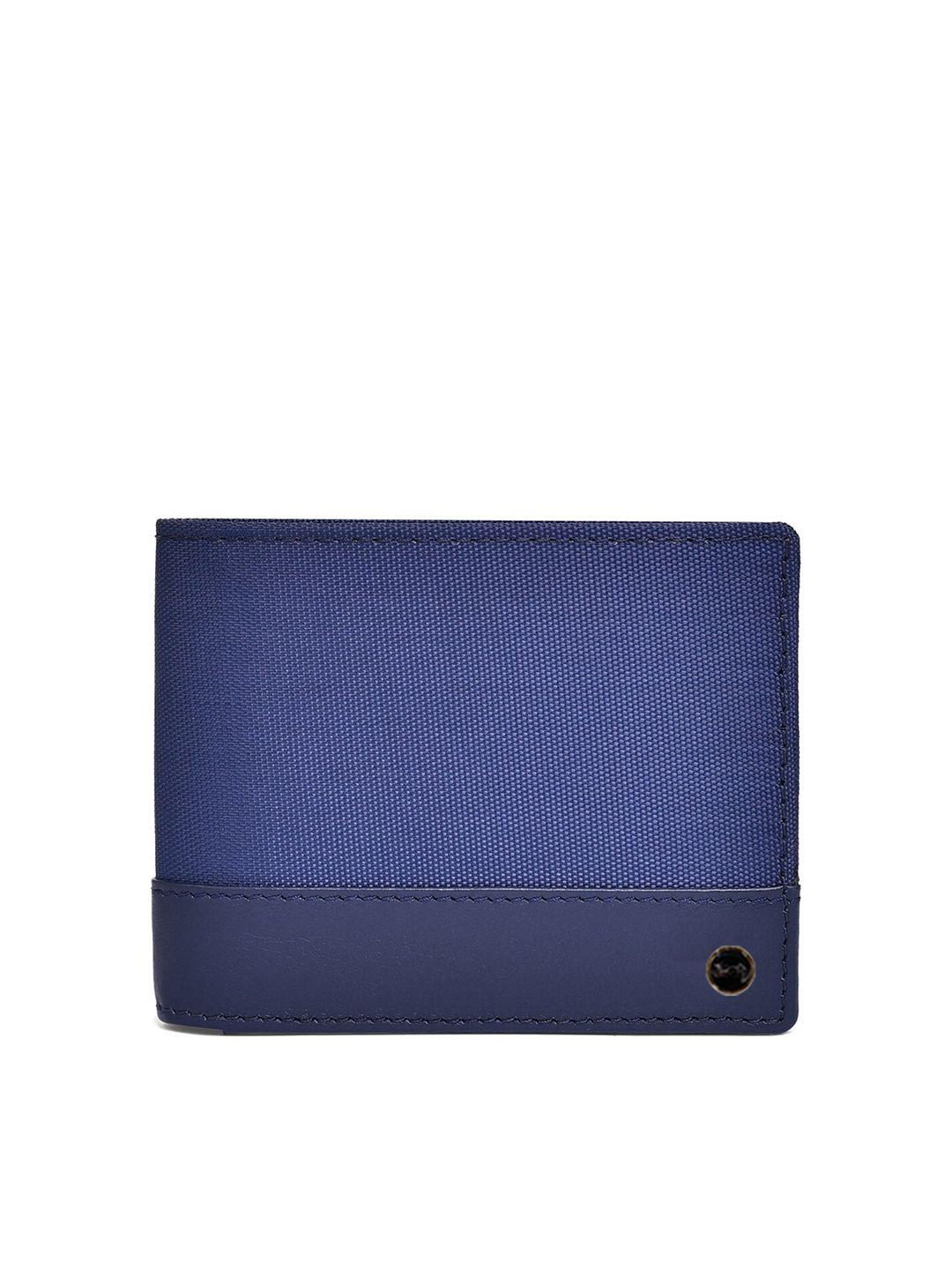 belwaba men navy blue textured leather two fold wallet