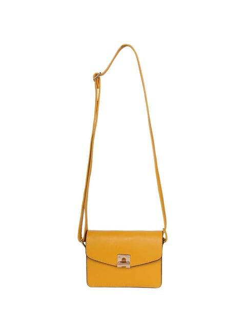 belwaba mustard solid small sling handbag
