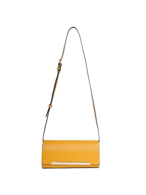 belwaba mustard solid small sling handbag