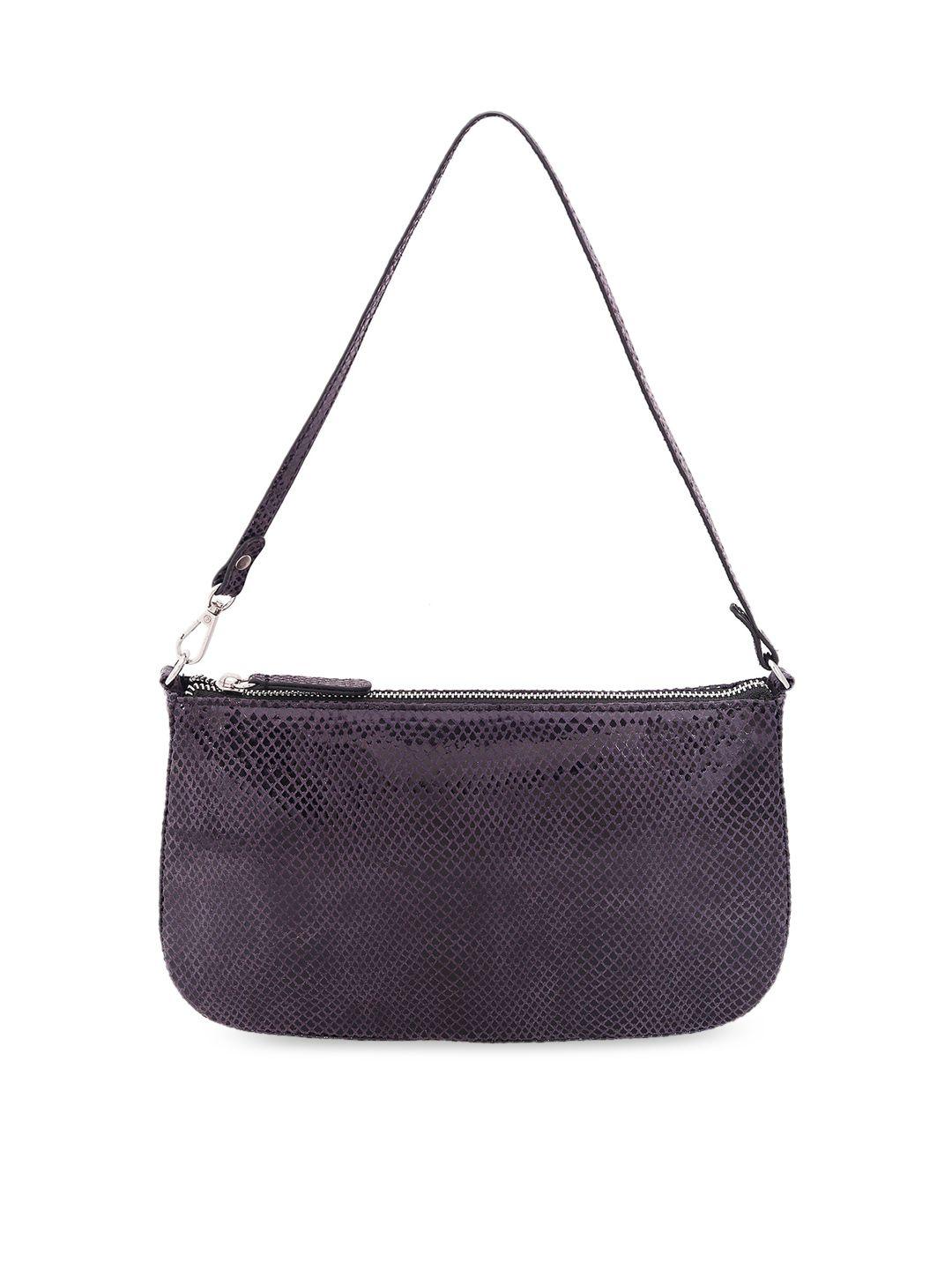 belwaba purple & black snakeskin textured handheld bag