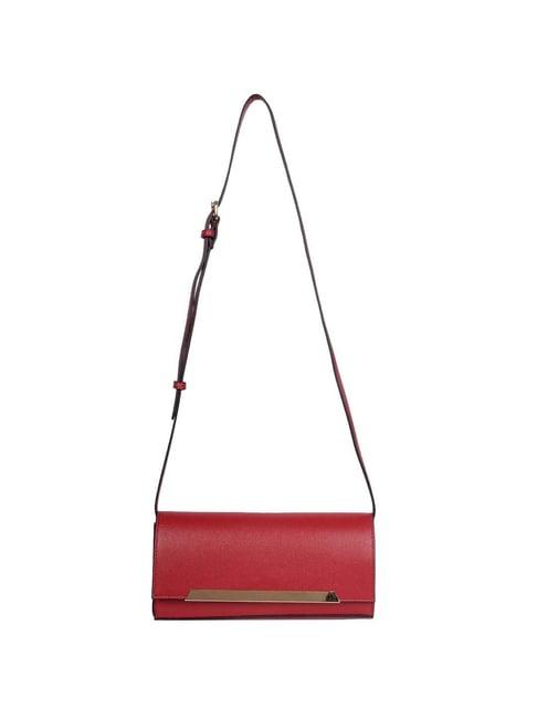 belwaba red solid small sling handbag