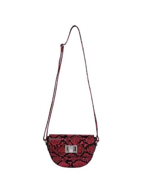 belwaba red textured small sling handbag