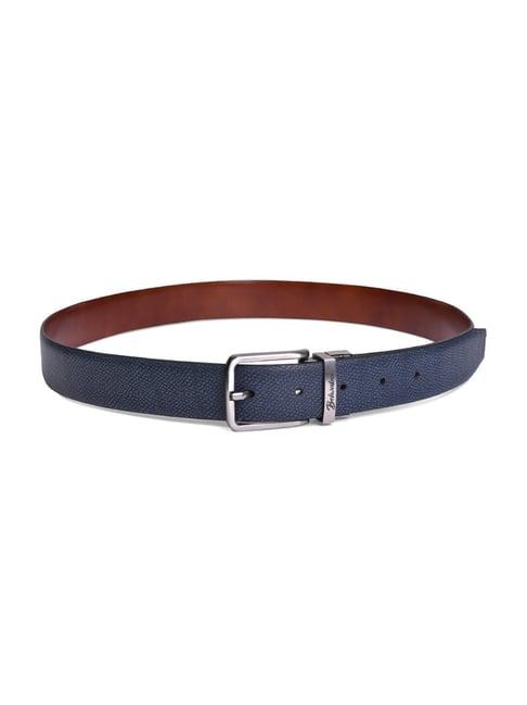 belwaba tan & blue formal reversible leather belt for men