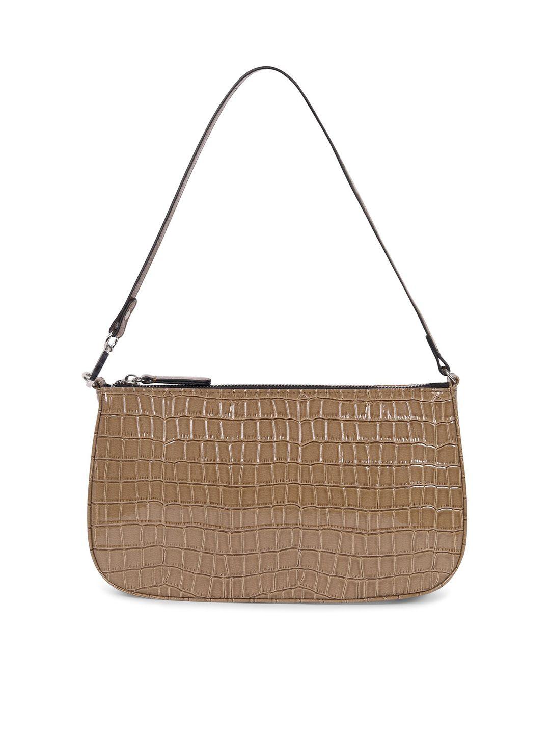 belwaba women beige textured pu structured shoulder bag