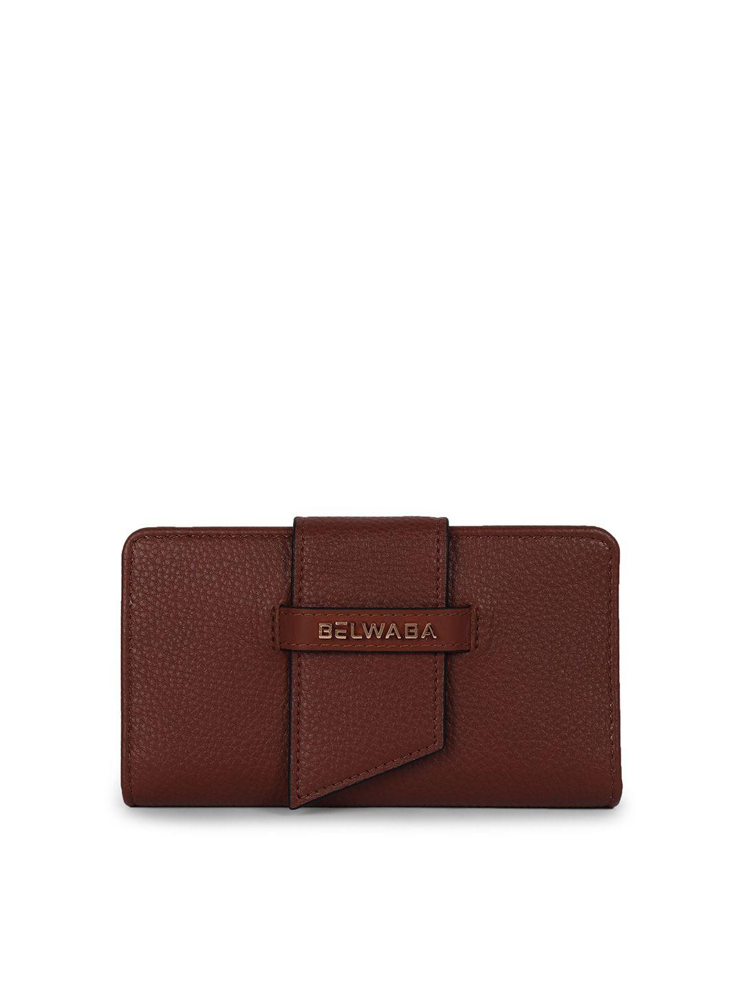 belwaba women red textured pu two fold wallet