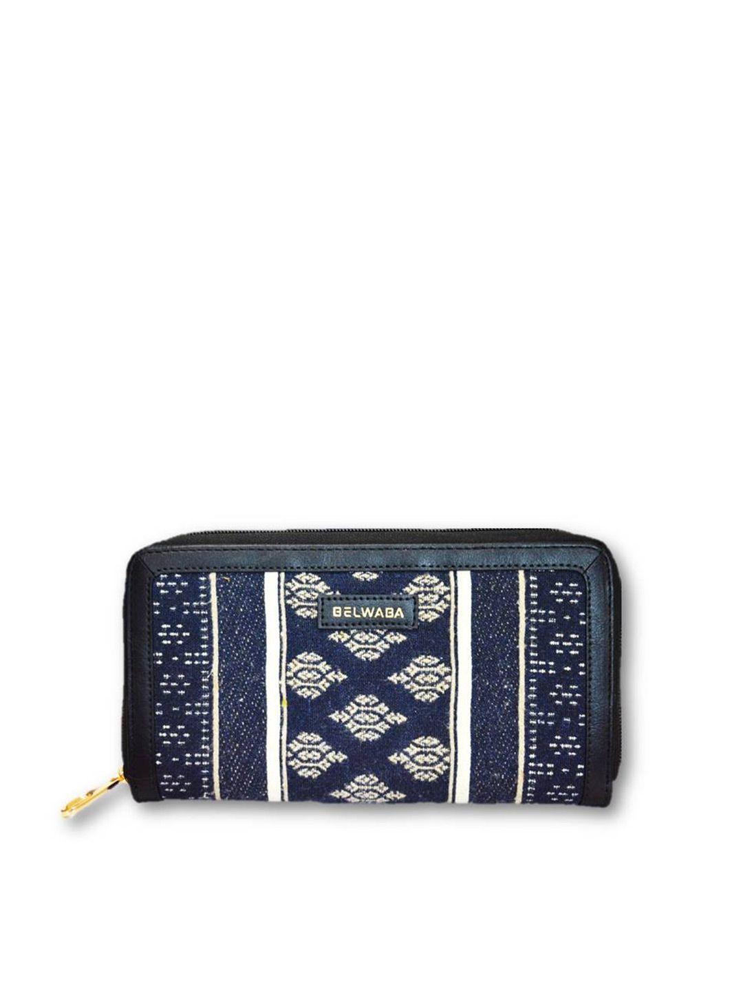 belwaba women woven design zip around wallet