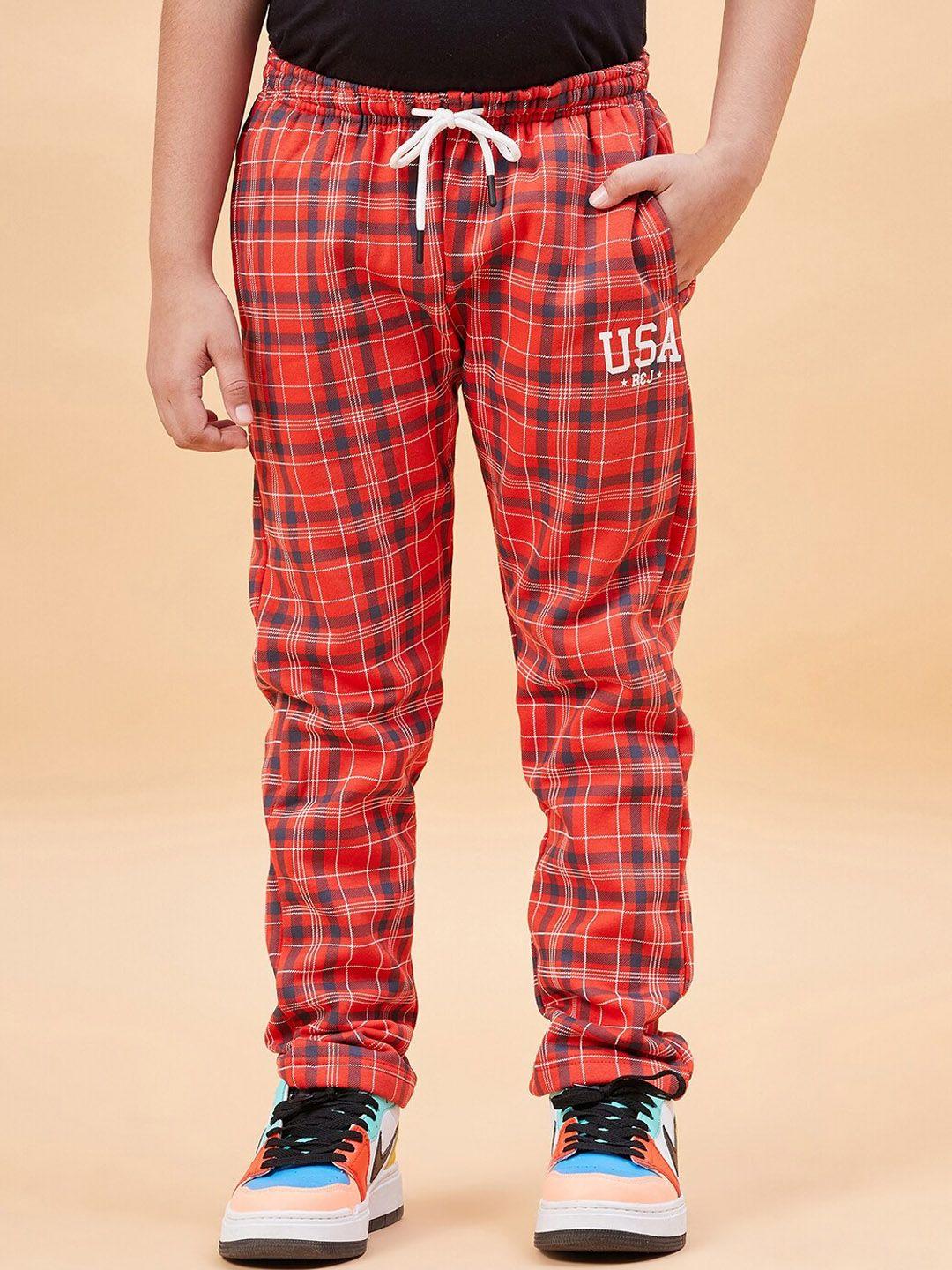 ben & joe kids mid-rise checked antimicrobial sports track pants