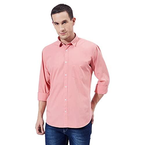 ben martin men's casual collar slim fit full sleeve cotton shirt blush pink, large