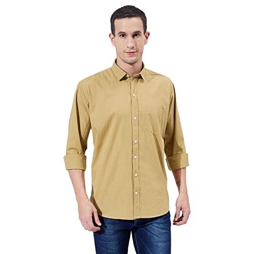 ben martin men's casual collar slim fit full sleeve cotton shirt camel, extra large