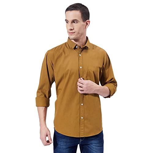 ben martin men's casual collar slim fit full sleeve cotton shirt khakhi, extra large