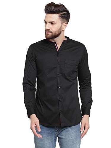 ben martin men's cotton solid casual shirt-(bm-chn-sht-black-42)