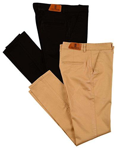 ben martin men's regular fit cotton trousers (cmb-trs-coffee-trs-khaki-30_combo of 2)