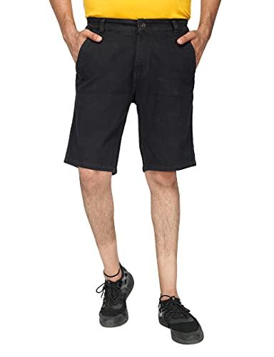 ben martin men's regular fit knee length black casual wear denim shorts size 32