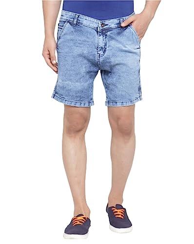 ben martin men's regular fit knee length blue casual wear denim shorts size 28