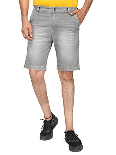 ben martin men's regular fit knee length grey casual wear denim shorts size 36