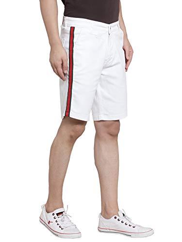 ben martin men's regular fit side stripe stretchable white_rg denim shorts size 32