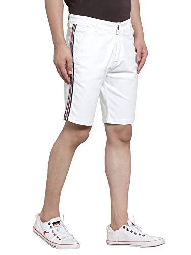 ben martin men's regular fit side stripe stretchable white_wrn denim shorts size 32