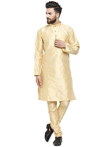 ben martin men's silk blend kurta pyjama -(bm-dkp-gold+gold-dkp-38)