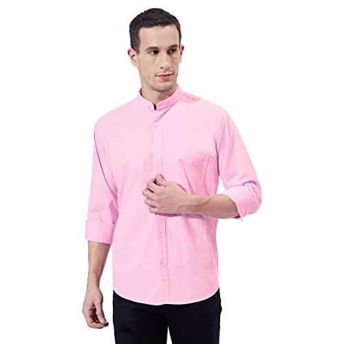 ben martin men's slim fit cotton casual full sleeve shirt pink, extra large