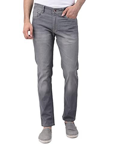 ben martin men's slim fit stylish stretchable 36 size grey cotton denim jeans pant for men, jj3-3