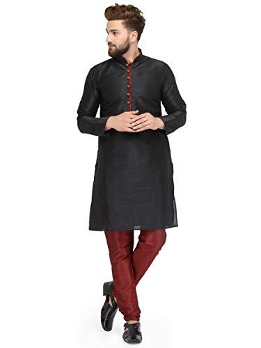 ben martin men dupion silk blend kurta pyjama black