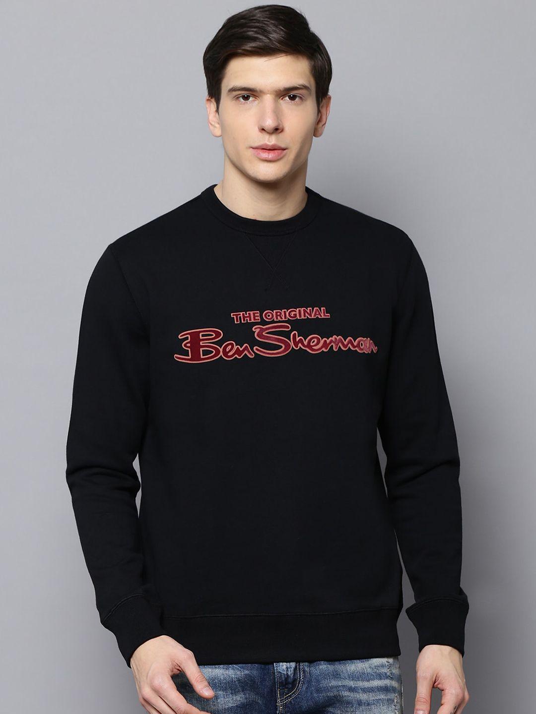 ben sherman men black printed sweatshirt