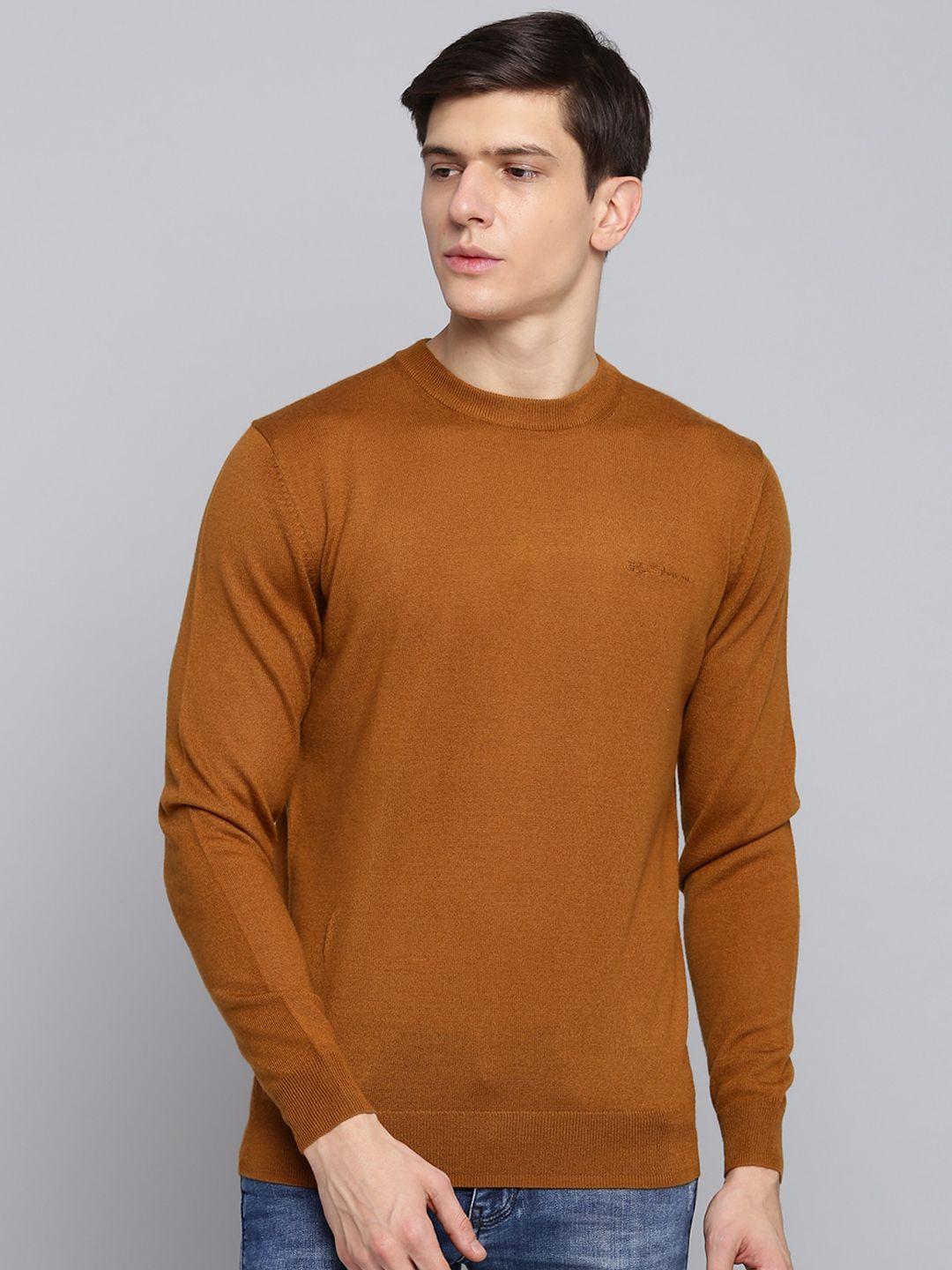 ben sherman men brown solid pullover sweater