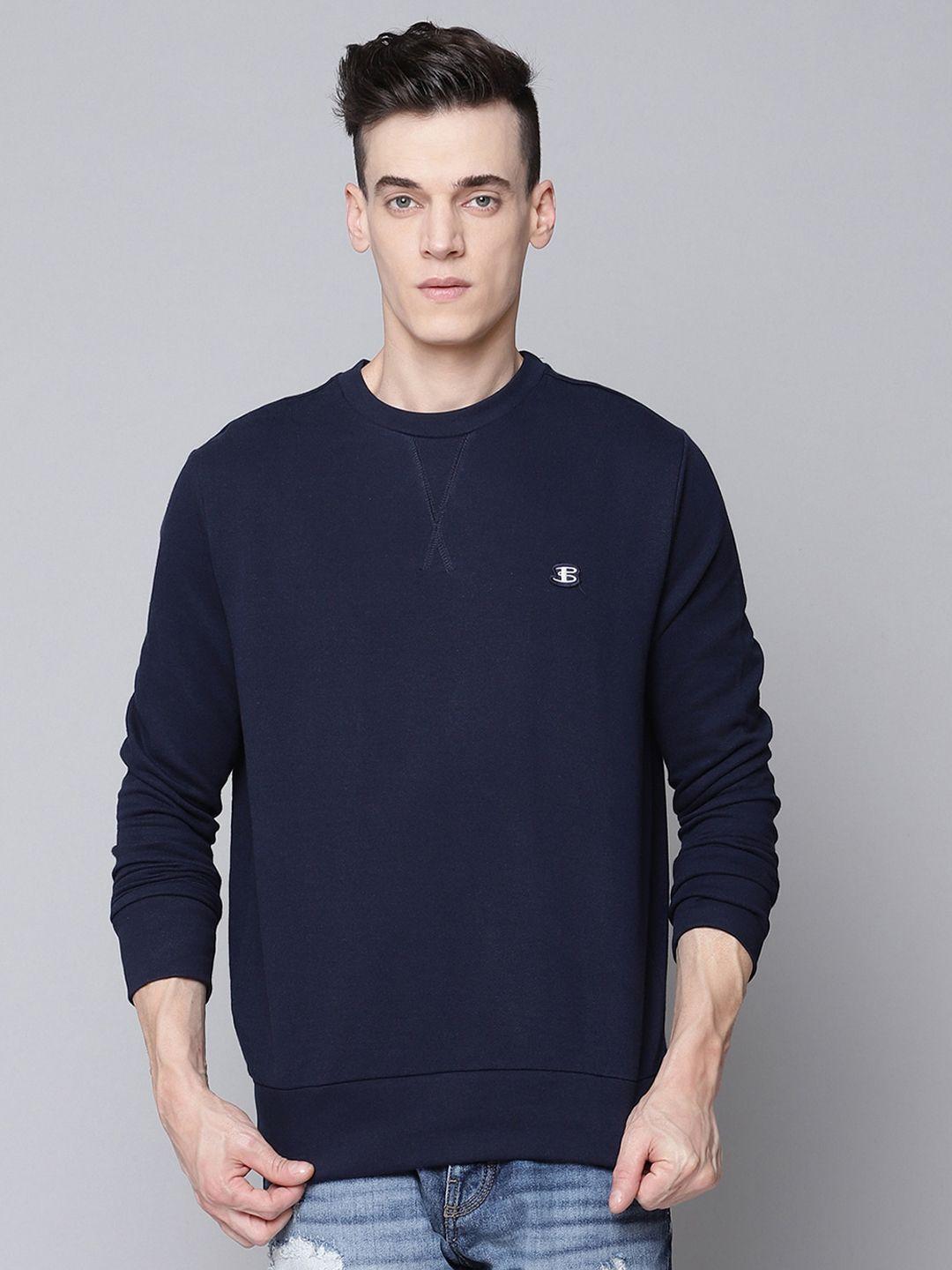 ben sherman men navy blue solid sweatshirt