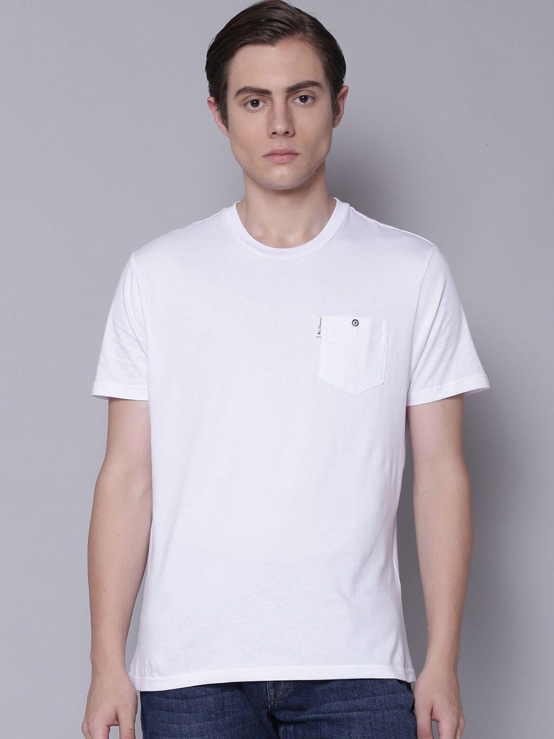 ben sherman men white regular fit cotton t-shirt