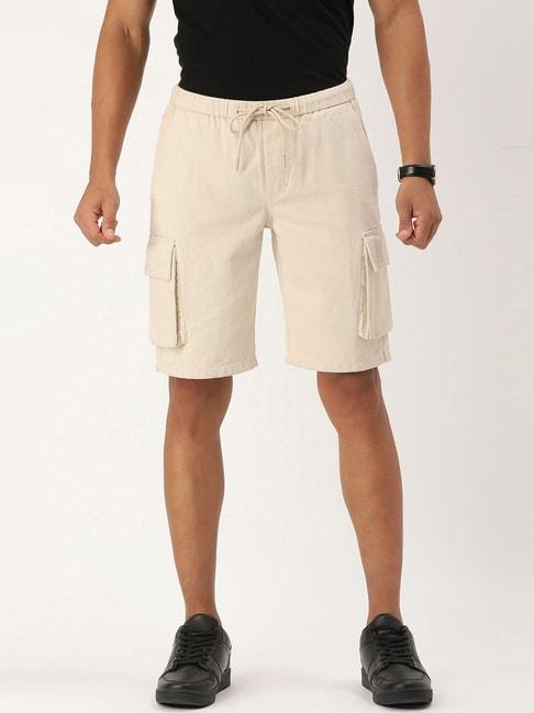 bene-kleed-beige-regular-fit-cargo-shorts