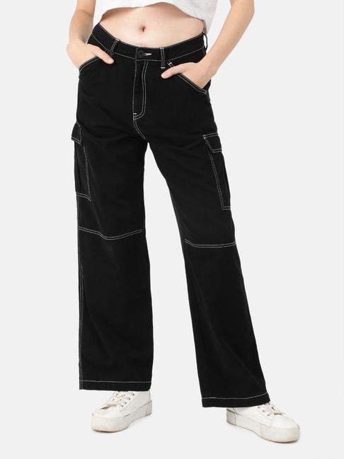bene kleed black relaxed fit high rise cargos