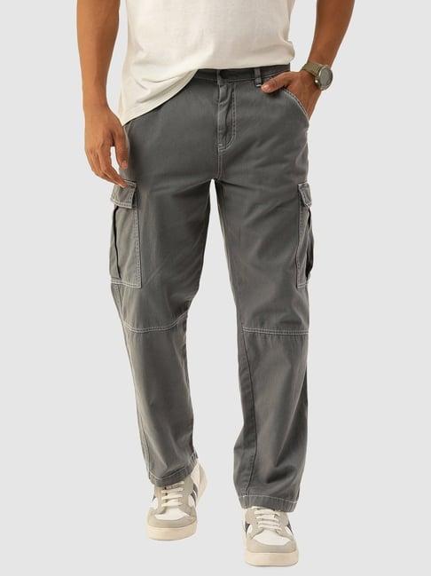 bene kleed iron grey cotton relaxed fit cargos