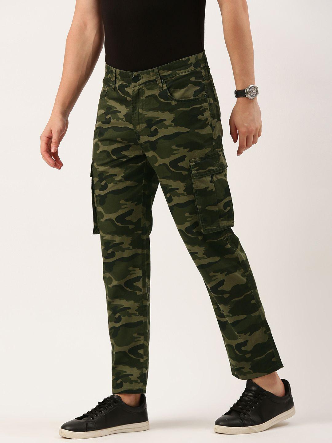 bene kleed men camouflage printed relaxed pure cotton cargos