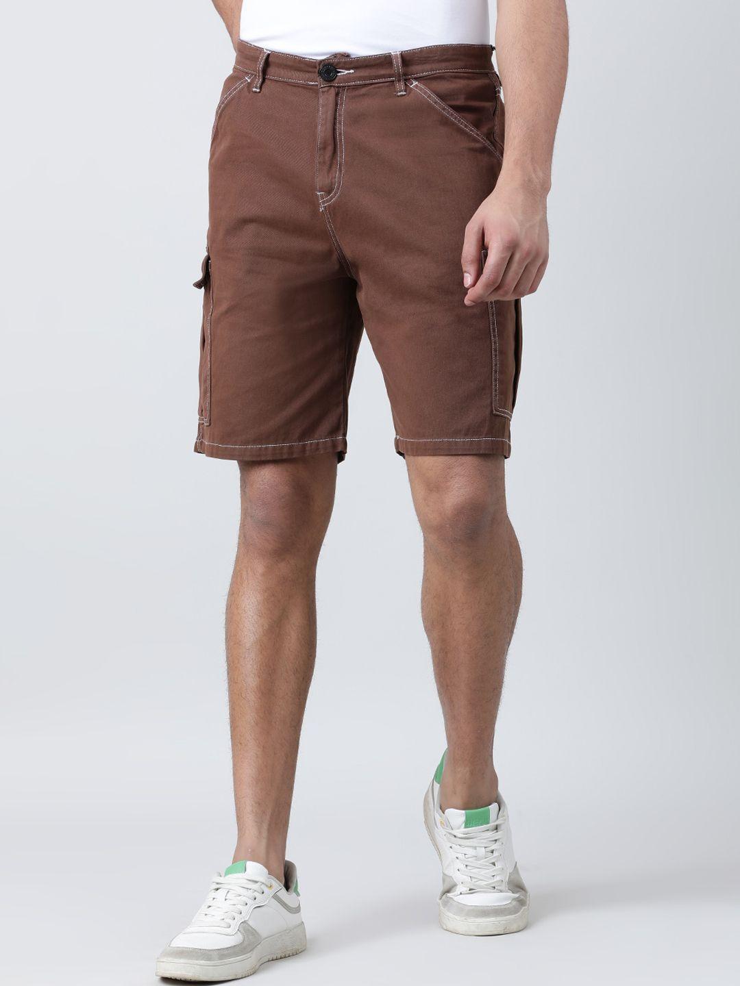 bene kleed men mid-rise pure cotton cargo shorts