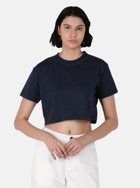 bene kleed navy slim fit crop t-shirt