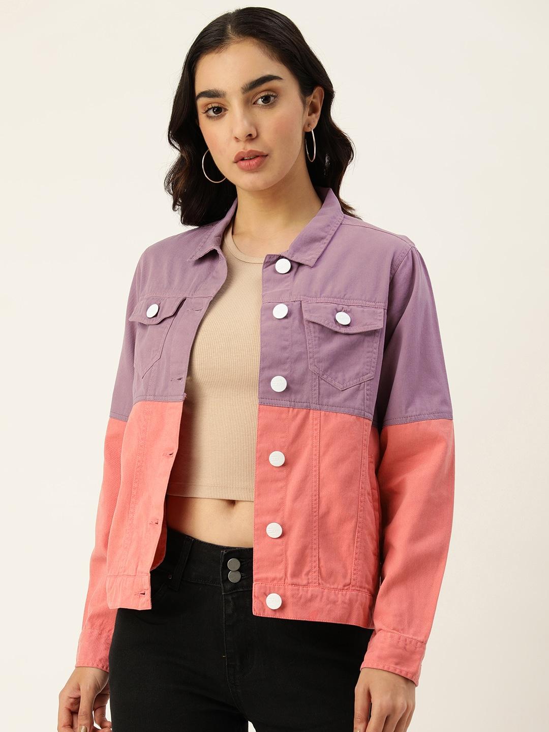 bene kleed women colourblocked denim jacket