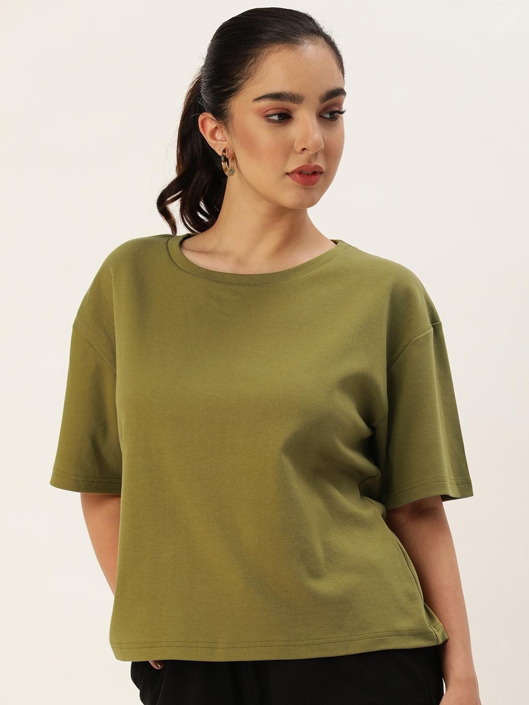 bene kleed women drop-shoulder sleeves oversized pure cotton t-shirt