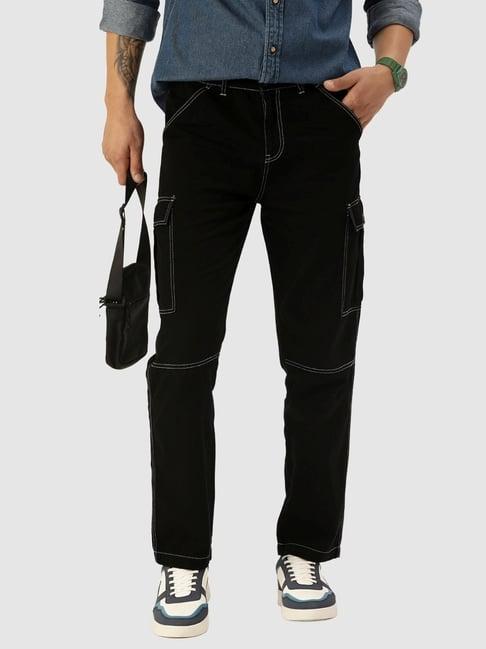 bene kleed black cotton relaxed fit cargos
