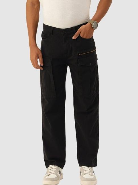 bene kleed black cotton relaxed fit cargos