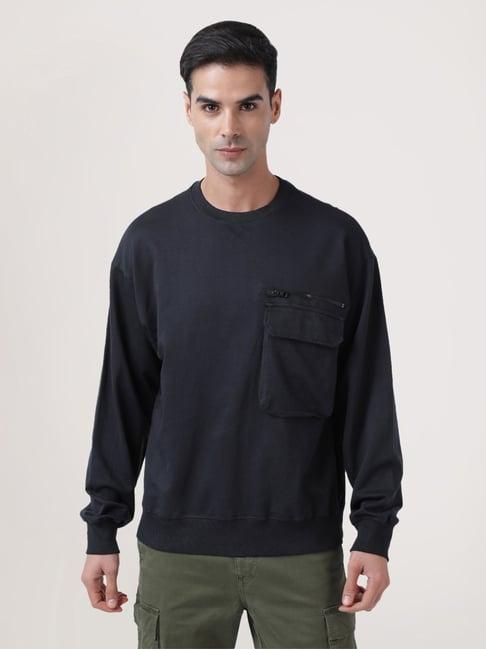 bene kleed black relaxed fit cotton sweatshirt