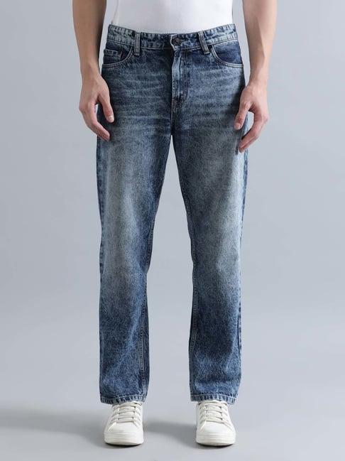 bene kleed blue relaxed fit cotton lightly washed jeans
